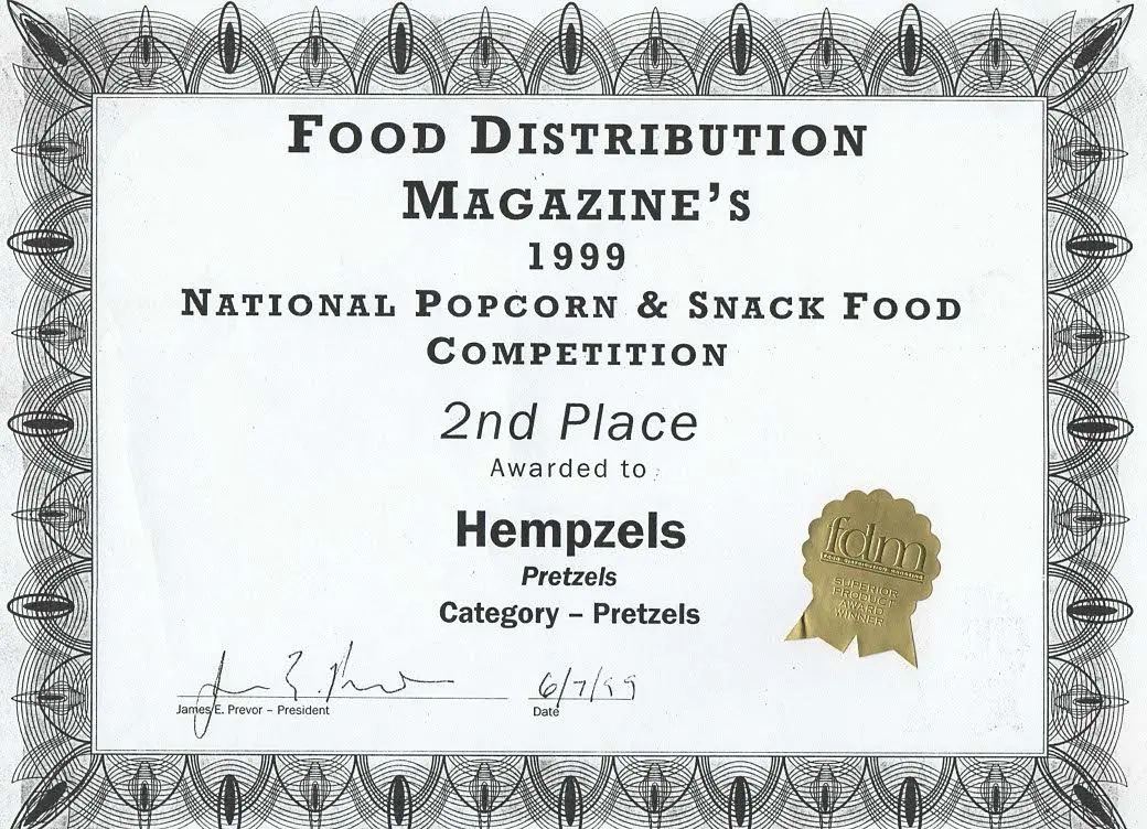 2nd place beat out by a chocolate covered pretzel stick from Ohio.