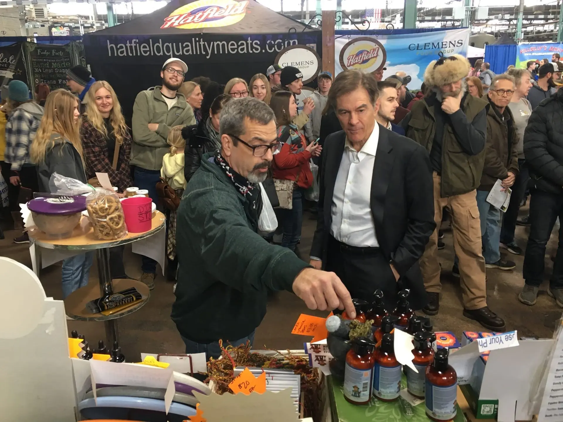 PA farm show explaining hemp to Dr. Oz running for PA Senate
