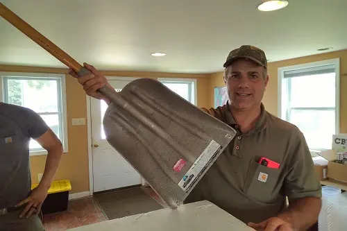 Steve Groff Lancaster County holding Hempy(tm) shovel