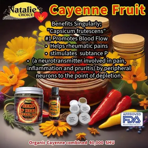 Cayenne fruit as a single ingredient yet used in NataliesChoice salve &amp; oil