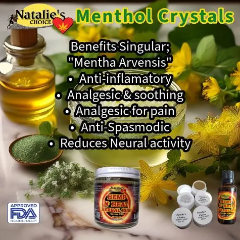Menthol Crystals one of 12 herbs &amp; flowers in our Muscle &amp; Joint Relief salve